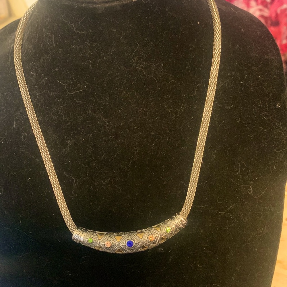 Necklace SS pendant has genuine Austrian crystals 20 inches long NWOT